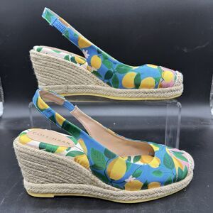 Cole Haan Womens Size 7B Lemon Printed Slingback Espadrille Heels Shoes W27457